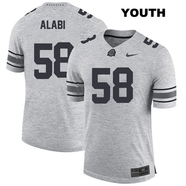Ohio State Buckeyes Youth Joshua Alabi #58 Gray Authentic Nike College NCAA Stitched Football Jersey NL19S57LZ